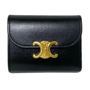 Celine Trifold Wallet Small Flap Wallet Triomphe 10d783dpv.38no Black